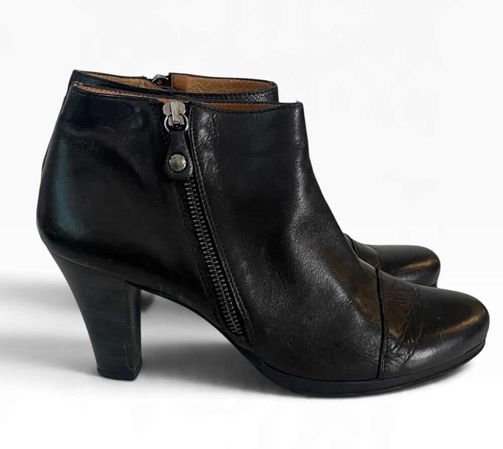 Hispanitas Glove Leather Ankle Boots 40 US 9 Side Zip Soft Luxurious Black Spain
